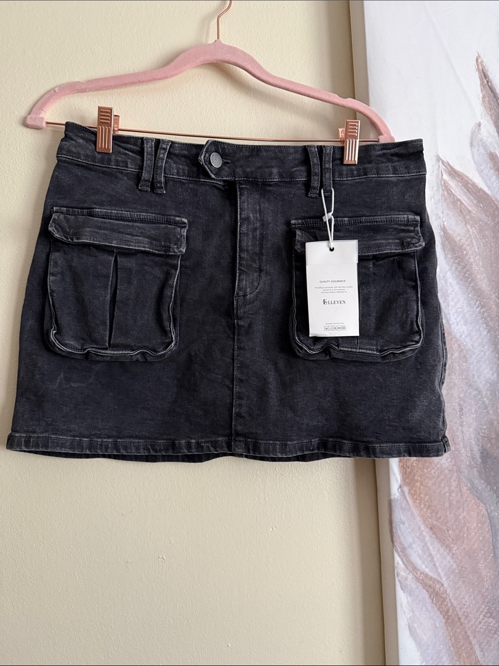 Black Utility Pocket Mini Skirt